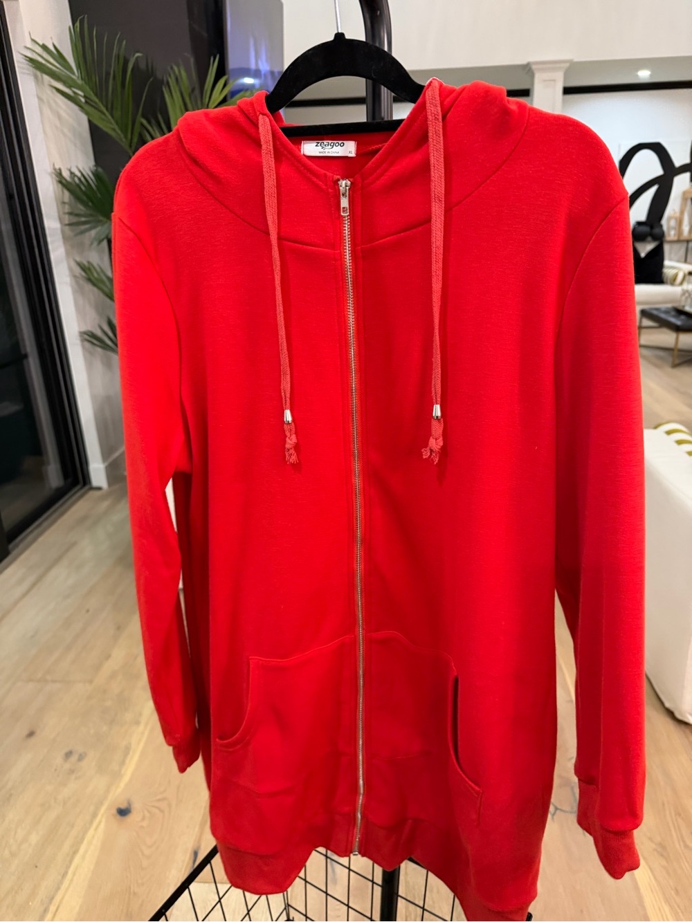 Zadig & Voltaire Red Zip-Up Hooded Sweatshirt